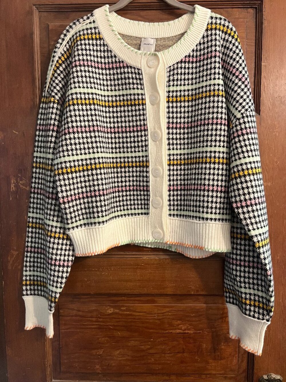 Anthropologie Maeve Women's The Sutton Colorful Houndstooth Cardigan Size XL - Picture 1 of 7